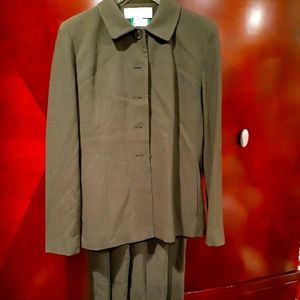 Jones New York Dusk Green Blazer + Pant Suit Set